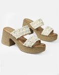 Εικόνα από Boho mules με διπλή φάσα από πέρλες Λευκό