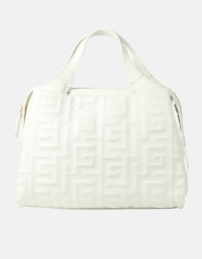 Εικόνα της Χειροποίητη τσάντα χειρός με μοτίβο μαιάνδρου Λευκό