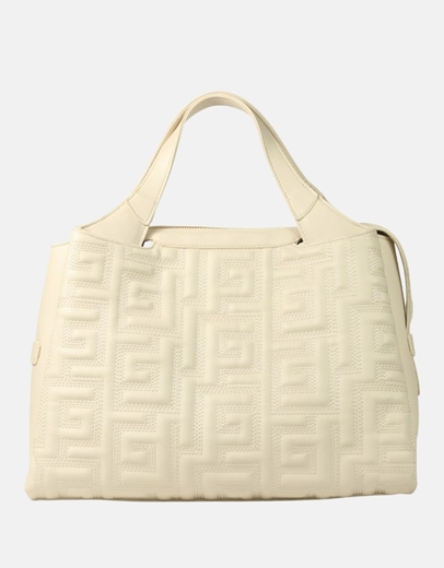 Εικόνα της Χειροποίητη τσάντα χειρός με μοτίβο μαιάνδρου Μπεζ