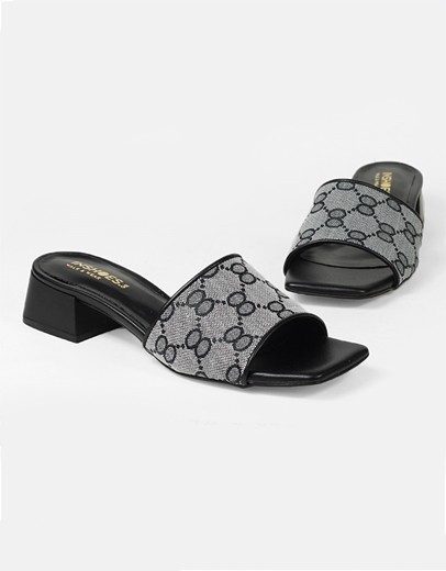 Εικόνα της Mules χαμηλά Ελληνικής κατασκευής με σχέδιο Μαύρο