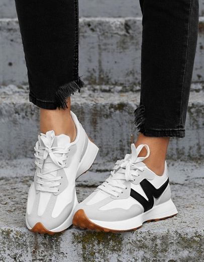 Εικόνα της Γυναικεία sneakers δίσολα με μοτίβο στο πλάι Γκρι