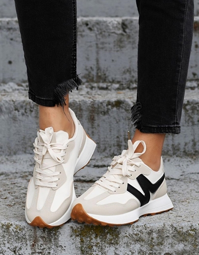 Εικόνα της Γυναικεία sneakers δίσολα με μοτίβο στο πλάι Μπεζ