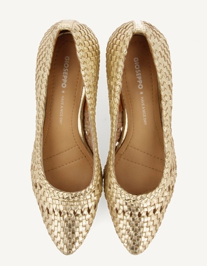 Εικόνα της Δερμάτινες γόβες με σχέδιο πλέξης Πλατίνα