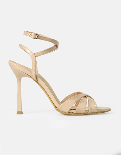 Εικόνα της Πέδιλα Ελληνικής Κατασκευής λουστρίνι με λεπτό τακούνι Nude