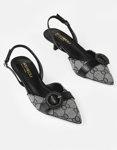 Εικόνα της Γόβες open heel Ελληνικής κατασκευής με αγκράφα Μαύρο