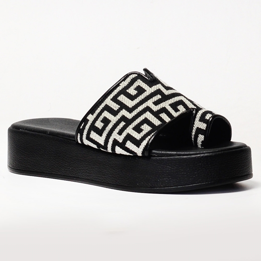 Εικόνα της Flatforms Ελληνικής κατασκευής με μοτίβο μαιάνδρου Μαύρο