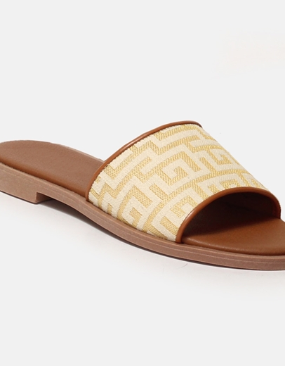 Εικόνα της Σανδάλια flat Ελληνικής κατασκευής με μοτίβο μαιάνδρου Χρυσό