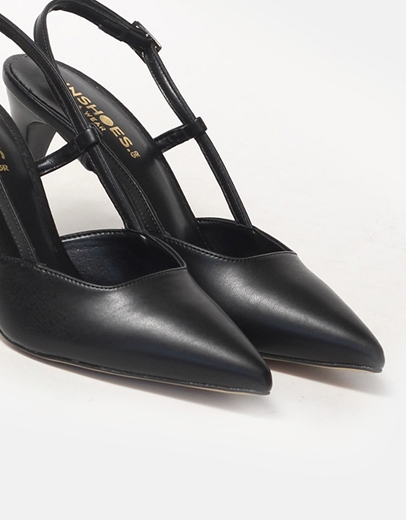 Εικόνα της Γόβες μυτερές Ελληνικής κατασκευής slingback Μαύρο