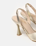 Εικόνα από Γόβες slingback Ελληνικής κατασκευής με λουράκι - λάστιχο Πλατίνα