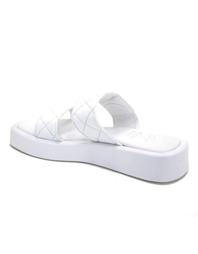 Εικόνα της Δερμάτινα σανδάλια με διπλή καπιτονέ φάσα Λευκό