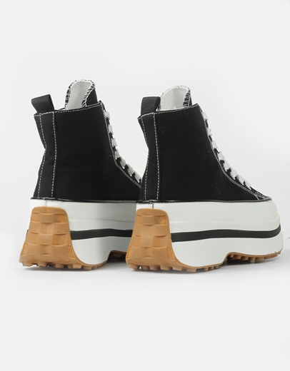 Εικόνα της Δίσολα sneakers μποτάκια υφασμάτινα με print Μαύρο