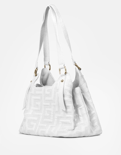 Εικόνα της Tσάντα ώμου με μοτίβο μαιάνδρου Λευκό