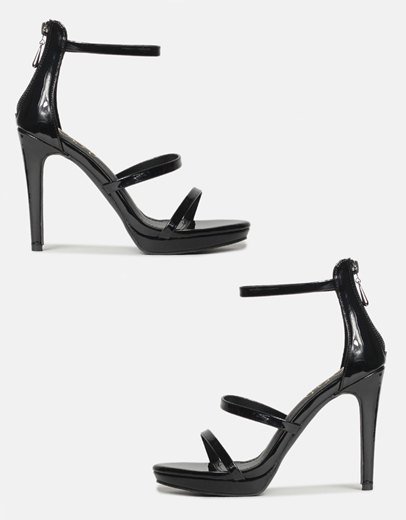 Εικόνα της Ψηλοτάκουνα πέδιλα λουστρίνι με μπαρέτα Μαύρο