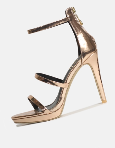 Εικόνα της Ψηλοτάκουνα πέδιλα λουστρίνι με μπαρέτα Χαλκός