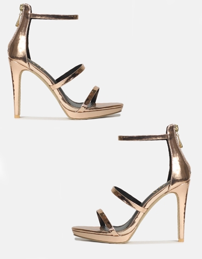 Εικόνα της Ψηλοτάκουνα πέδιλα λουστρίνι με μπαρέτα Χαλκός