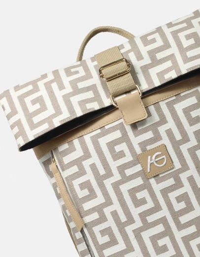 Εικόνα της Χειροποίητο σακίδιο πλάτης φάκελος με μαίανδρο Άμμου/Μπεζ