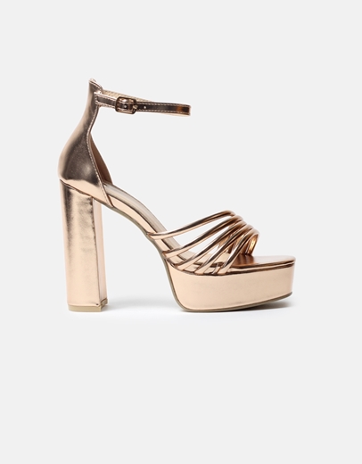 Εικόνα της Ψηλοτάκουνα πέδιλα με τετράγωνο τακούνι Σαμπανί