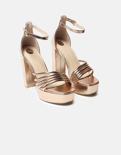 Εικόνα της Ψηλοτάκουνα πέδιλα με τετράγωνο τακούνι Σαμπανί