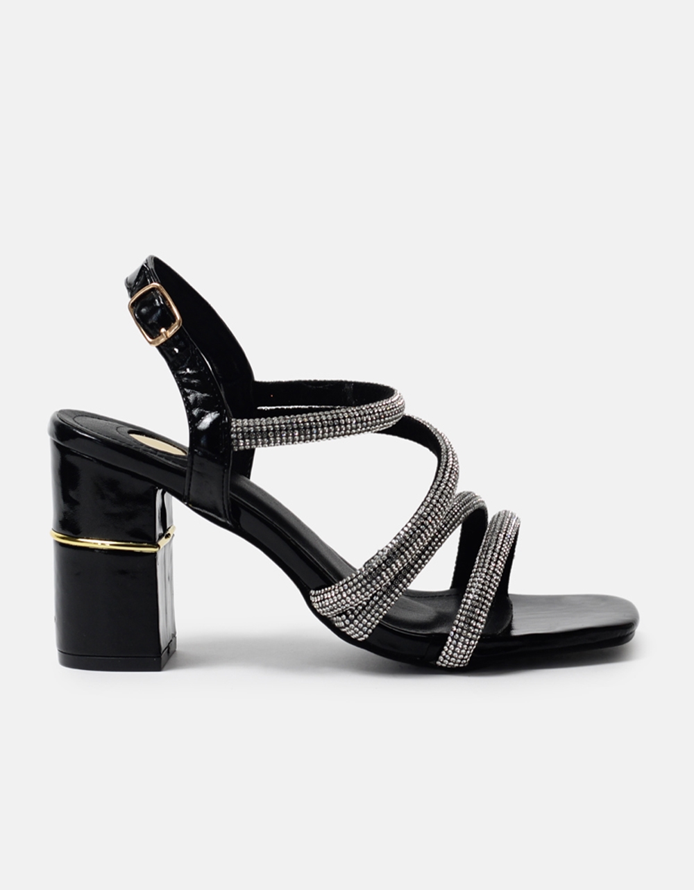 Εικόνα από Πέδιλα με χρυσή λεπτομέρεια στο τακούνι Μαύρο