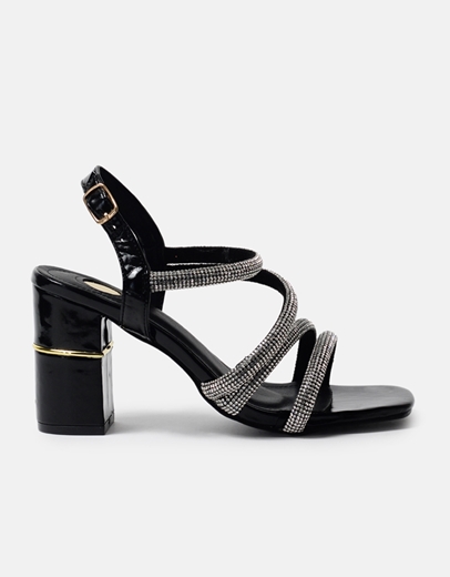 Εικόνα της Πέδιλα με χρυσή λεπτομέρεια στο τακούνι Μαύρο