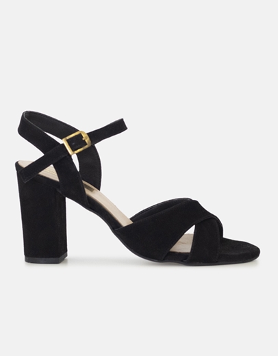 Εικόνα της Δερμάτινα πέδιλα με χιαστί σχέδιο στη φάσα Μαύρο