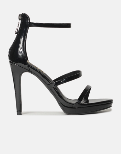 Εικόνα της Ψηλοτάκουνα πέδιλα λουστρίνι με μπαρέτα Μαύρο