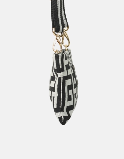 Εικόνα της Χιαστί χειροποίητο τσαντάκι - φάκελος με μαίανδρο Μαύρο