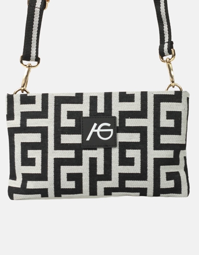 Εικόνα της Χιαστί χειροποίητο τσαντάκι - φάκελος με μαίανδρο Μαύρο