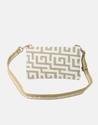 Εικόνα της Χιαστί χειροποίητο τσαντάκι - φάκελος με μαίανδρο Μπεζ