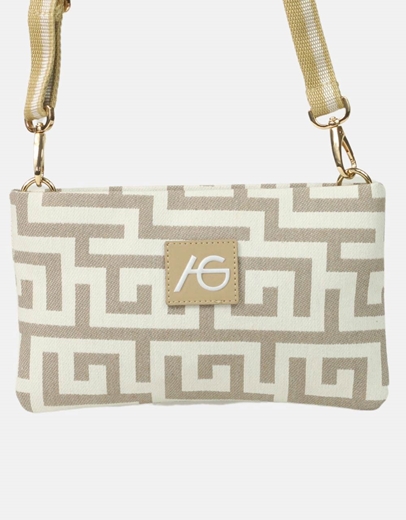 Εικόνα της Χιαστί χειροποίητο τσαντάκι - φάκελος με μαίανδρο Μπεζ