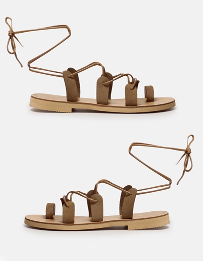 Εικόνα της Δερμάτινα σανδάλια lace up Ελληνικής κατασκευής Πούρο