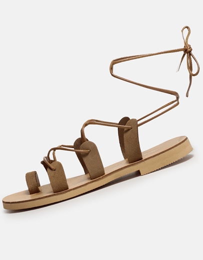 Εικόνα της Δερμάτινα σανδάλια lace up Ελληνικής κατασκευής Πούρο