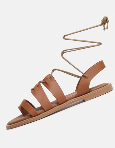 Εικόνα της Δερμάτινα lace up σανδάλια Ελληνικής κατασκευής Ταμπά