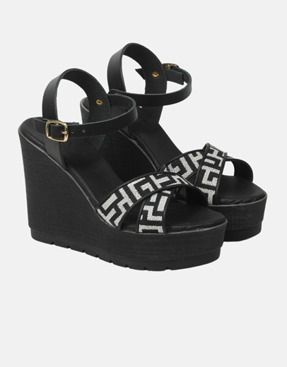 Εικόνα της Πλατφόρμες χιαστί πέδιλο μαίανδρο Μαύρο