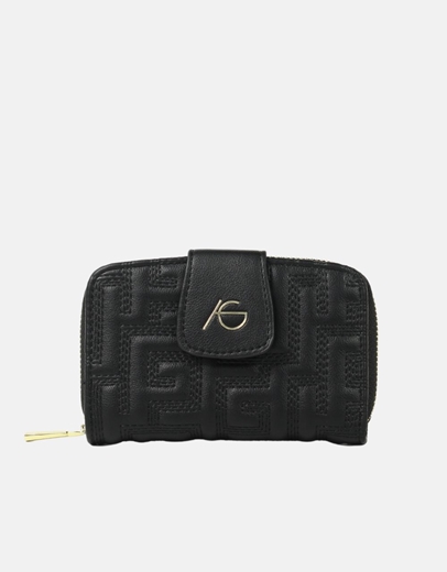 Εικόνα της Μονόχρωμο πορτοφόλι με μοτίβο μαιάνδρου Μαύρο