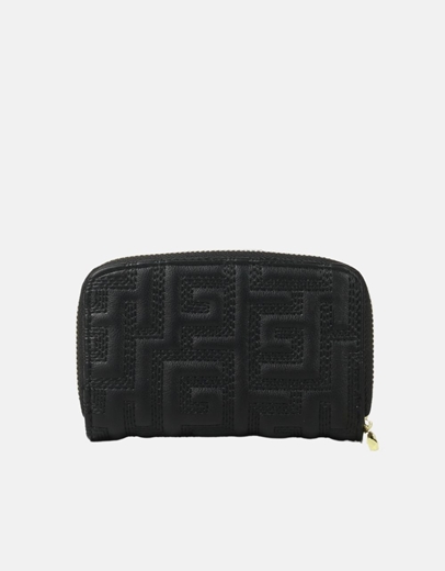 Εικόνα της Μονόχρωμο πορτοφόλι με μοτίβο μαιάνδρου Μαύρο