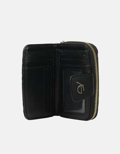 Εικόνα της Μονόχρωμο πορτοφόλι με μοτίβο μαιάνδρου Μαύρο