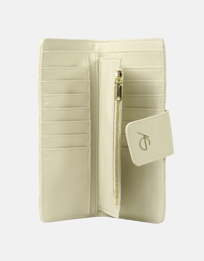 Εικόνα της Γυναικείο μονόχρωμο πορτοφόλι με μοτίβο μαιάνδρου Μπεζ
