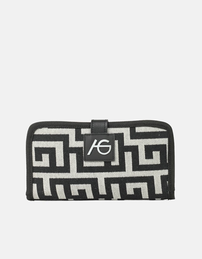 Εικόνα της Γυναικείο πορτοφόλι με σχέδιο μαιάνδρου Μαύρο