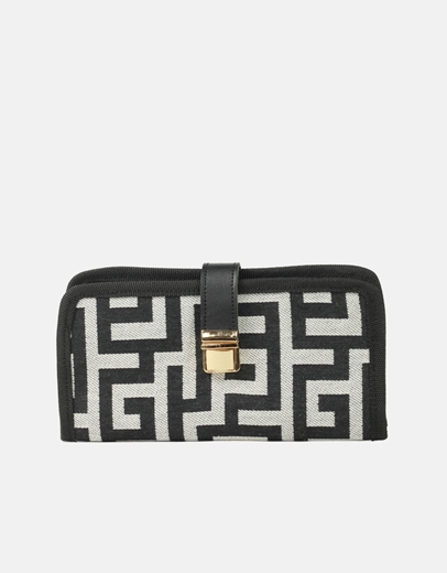 Εικόνα της Γυναικείο πορτοφόλι με σχέδιο μαιάνδρου Μαύρο