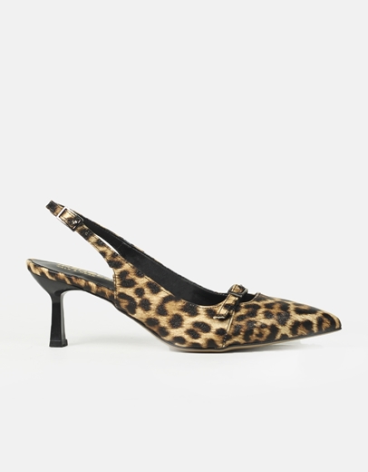 Εικόνα της Γόβες open heel Ελληνικής κατασκευής με μπαρέτα Λεοπάρ