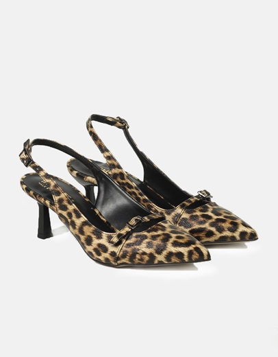 Εικόνα της Γόβες open heel Ελληνικής κατασκευής με μπαρέτα Λεοπάρ