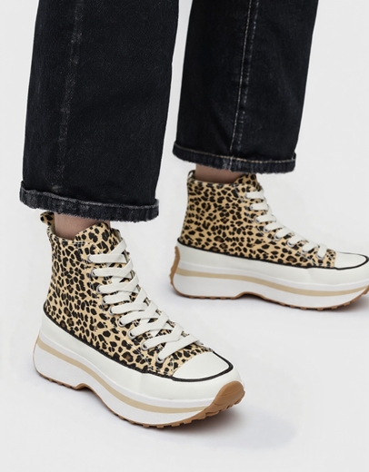 Εικόνα της Δίσολα sneakers μποτάκια υφασμάτινα με print Λεοπάρ