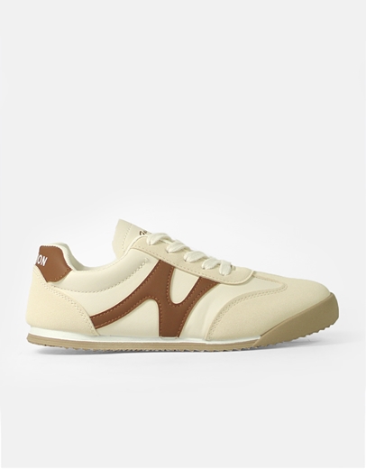 Εικόνα της Sneakers γυναικεια basic με σχέδιο στο πλάι Καφέ