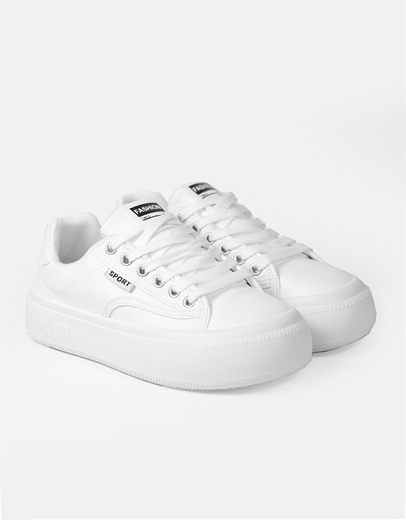 Εικόνα της Sneakers γυναικεια δίπατα με συνδιασμό υλικών Λευκό