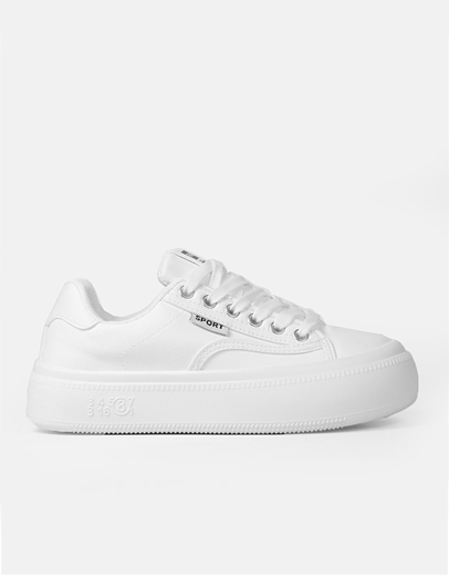 Εικόνα της Sneakers γυναικεια δίπατα με συνδιασμό υλικών Λευκό