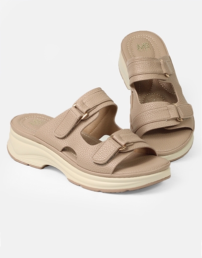 Εικόνα της Comfort γυναικεία σανδάλια με διπλή φάσα Μπεζ