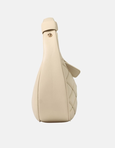 Εικόνα της Γυναικείο μονόχρωμο τσαντάκι χερός καπιτονέ Μπεζ