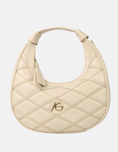 Εικόνα της Γυναικείο μονόχρωμο τσαντάκι χερός καπιτονέ Μπεζ