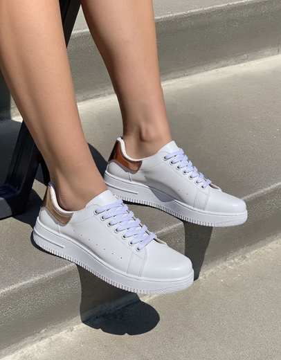 Εικόνα της Basic sneakers με διπλή σόλα Λευκό/Σαμπανί